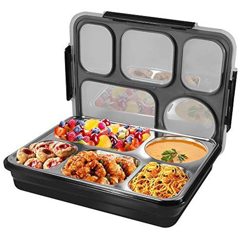 5 compartment bento box metal|5 compartment disposable bento box.